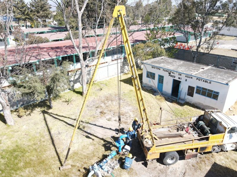Se le informa a la población, que se realizan trabajos de cambio de bomba de agua en el pozo 2, la c