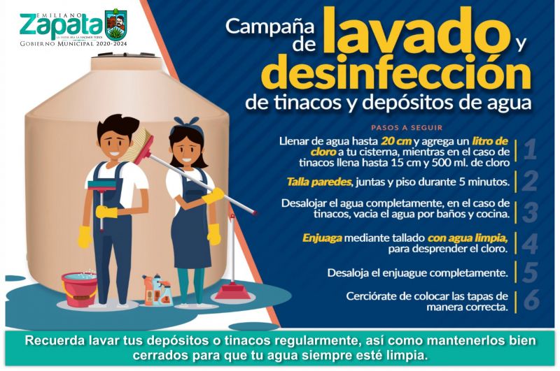 Campaña de lavado y desinfección de tinacos y depósitos de agua