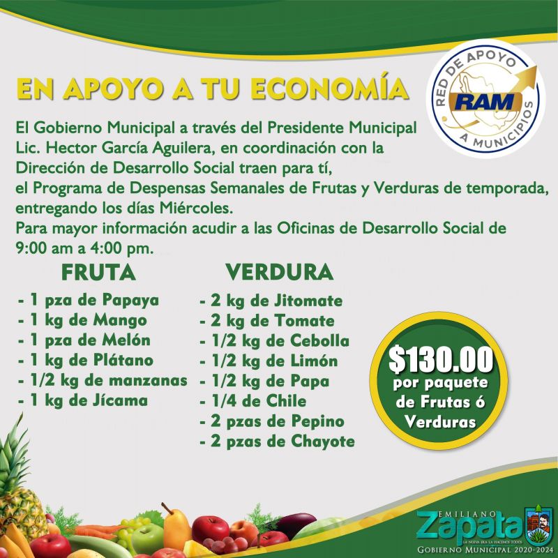 Programa de Despensas Semanales de Frutas y Verduras de temporada