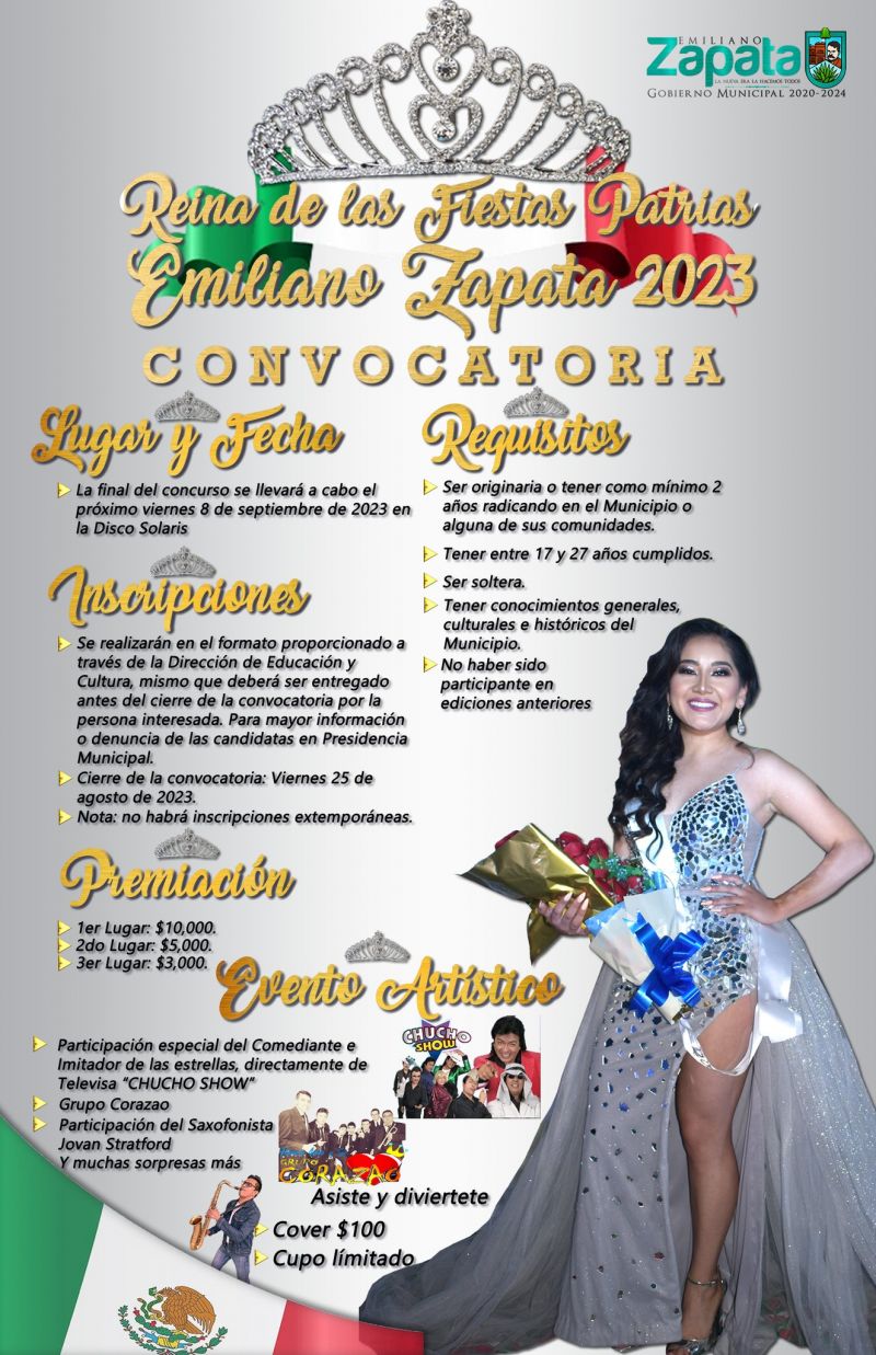 El Gobierno Municipal te invita a participar en el Certamen "Reina de las Fiestas Patrias"